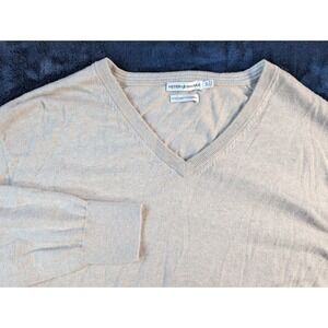 Peter Millar Sweater Cashmere Blend Knit V Neck Pullover Golf Beige Men's XL